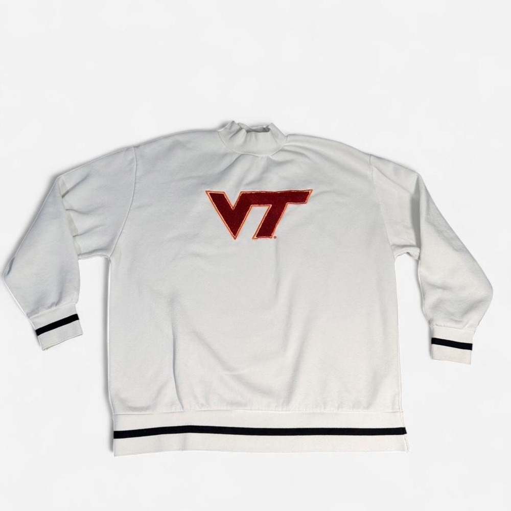 Gameday Couture Virginia Tech Mock Neck Sweatshirt Women M White Chenille VT